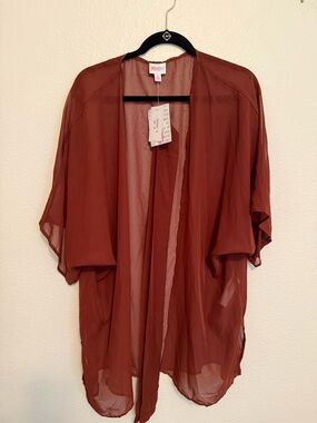 NWT LuLaRoe Sheer Brick Red Kimono Size M